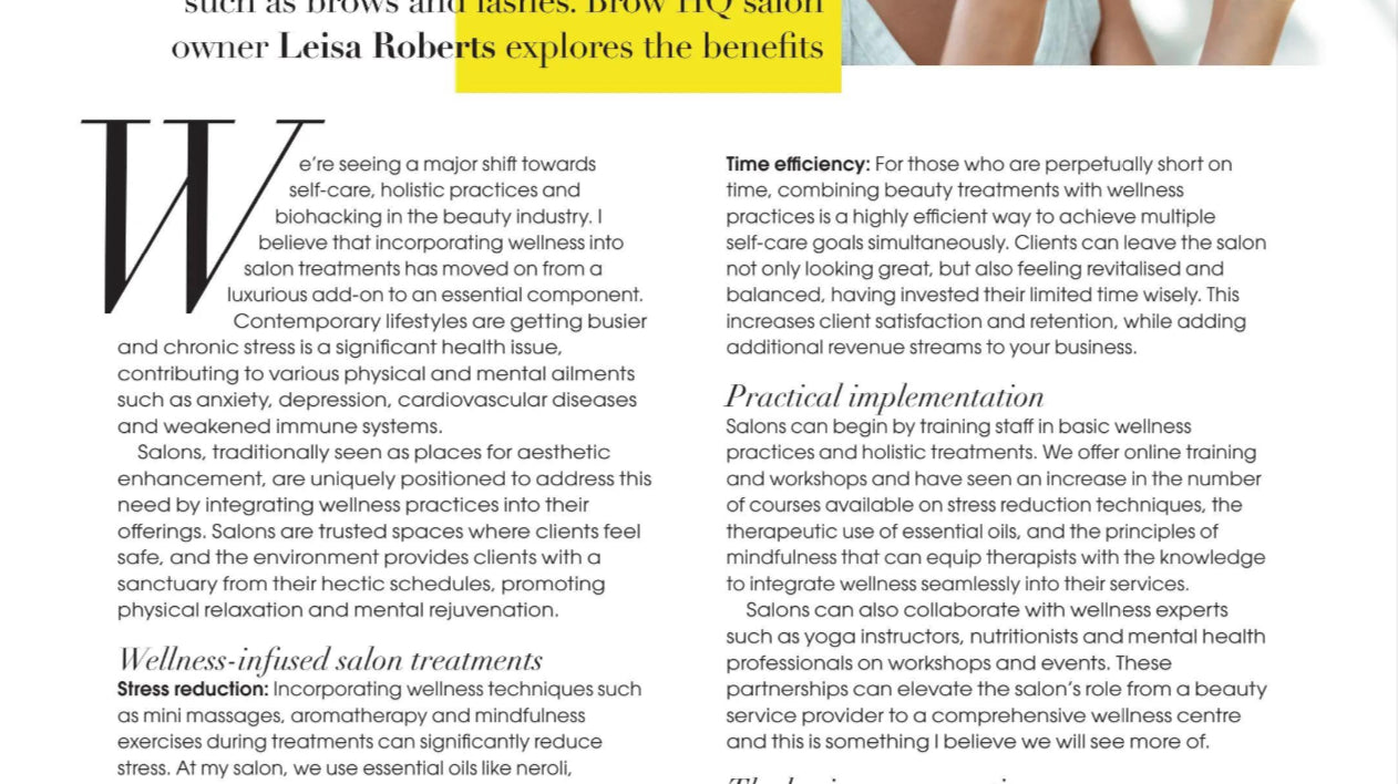 Brow spa and Wellness Features in professional beauty Magazine